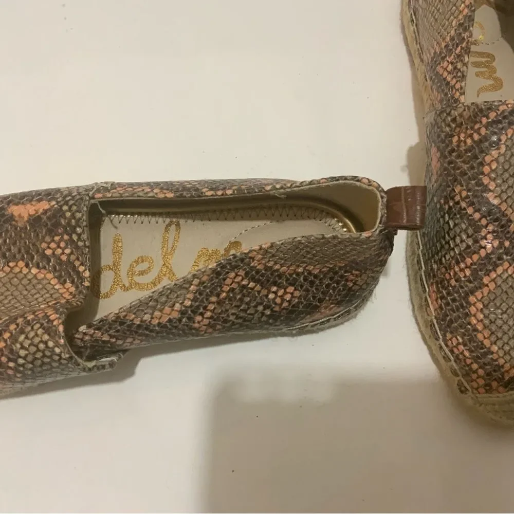 Sam Edelman Khloe, Peach Slip-on SHOES Espadrilles snake Women's Size 8M US